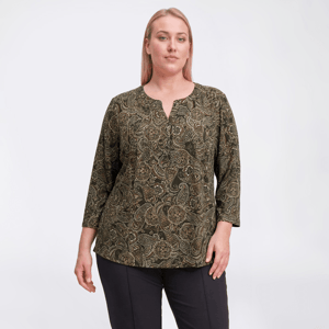 Plus Size Napa Valley 3/4 Sleeve Paisley Pintuck Pleat Blouse